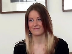 A pretty hungarian girl with tight fit figure does a audition