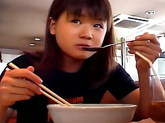Chubby Asian teen Mai Mariya makes a brilliant leg drool after a lunch