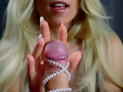 Sensual blowjob and pearls on cock