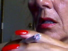 lovely sexy smoking with super sexy crimson nails fingernails