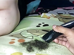 Cuckold husband shaves his hot wife's pussy so she can see her lover