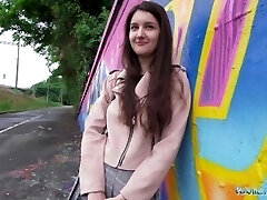 Public Agent - very cute college Teen art college girl with natural tits studies a big dick outdoors