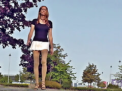 TGIRL wears very brief Skirt in Public - Crossdresser