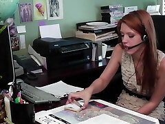 Mature office chief seduce her redhead teen employer