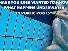 Real couples have real underwater fuck-a-thon in public pools filmed with a underwater camera
