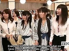 Subtitled Japanese AV stars harem 4 way striptease