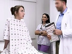 Doctor and nurse enjoy patients raw pussy
