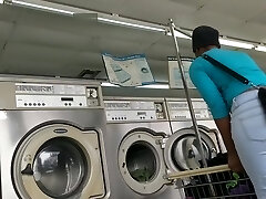 Laundromat Creep Shots 2 sluts with round asses and no brassiere