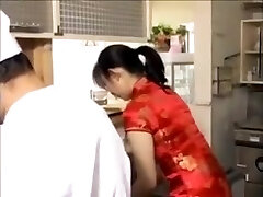 Chinese restaurant cook fucks hot milf waitress