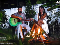 Night Outdoor Bonfire open lovemaking at night with StarSudipa and Cum Shots ( Hindi Audio )