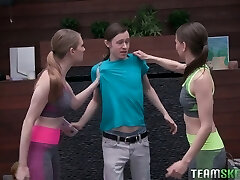 inolvidable ejercicio con dos adorables adolescentes de fitness izzy lush y su novia