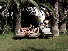 An Outdoor 4 Way with Blowjobs and DP