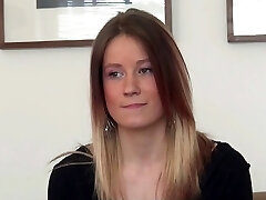 A pretty hungarian girl with cock-squeezing fit body does a audition