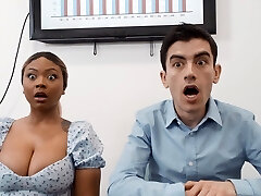 Bi-racial fucking in the office with naughty Avery and Zoe