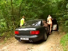 Kinky milf enjoys golden shower and gets fucked hard outdoors