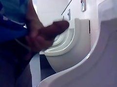 Public Urinal Wank-off and cum