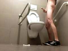Young Gay Guy Doing Dirty Things In Public Toilet!