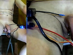 OMG Cbt electro extrem needle + rotation machine in cock