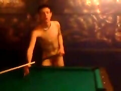 Gay teenager plays naked pool