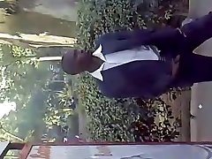 Kenia man display off, wank and cum at a bus station