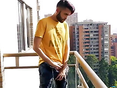 Jerking off my ample uncut cock in the balcony did i get caught?