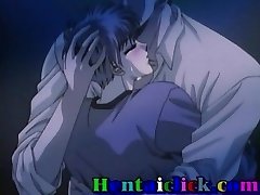 Hentai homosexual lad hot kisses and foreplays fun