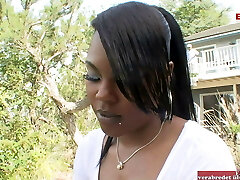 Ebony girl with small tits wants the big black lollipop