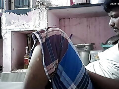 Indian building wife romantic kissing