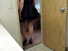 Sissy Ray in Purple Harness and Black Maids Skirt