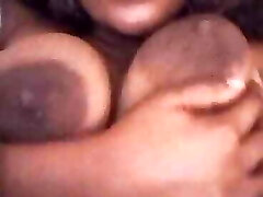 Fancyclit playing with her big elastic boobs
