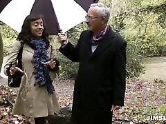 English black chick with pointy implants has sex in stockings English black chick with pointy implants has sex in stockings