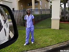 Multiracial porking in the van with cute ebony nurse Lexxi Deep Multiracial porking in the van with cute ebony nurse Lexxi Deep