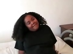 Ebony gets fucked in her ebony snatch by white cock