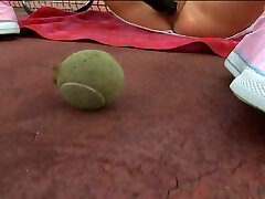Steamy two holey match on tennis court
