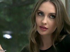 Attractive slender Russian GF in dark-hued lingerie Lena Reif loves cunnilingus