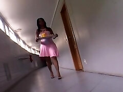 Pretty Ebony Maid Sits On Her Man's Face