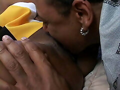 Huge-titted lovely ebony cheerleader takes off her yellow dress and gets dick inside Huge-titted lovely ebony cheerleader takes off her yellow dress and gets dick inside