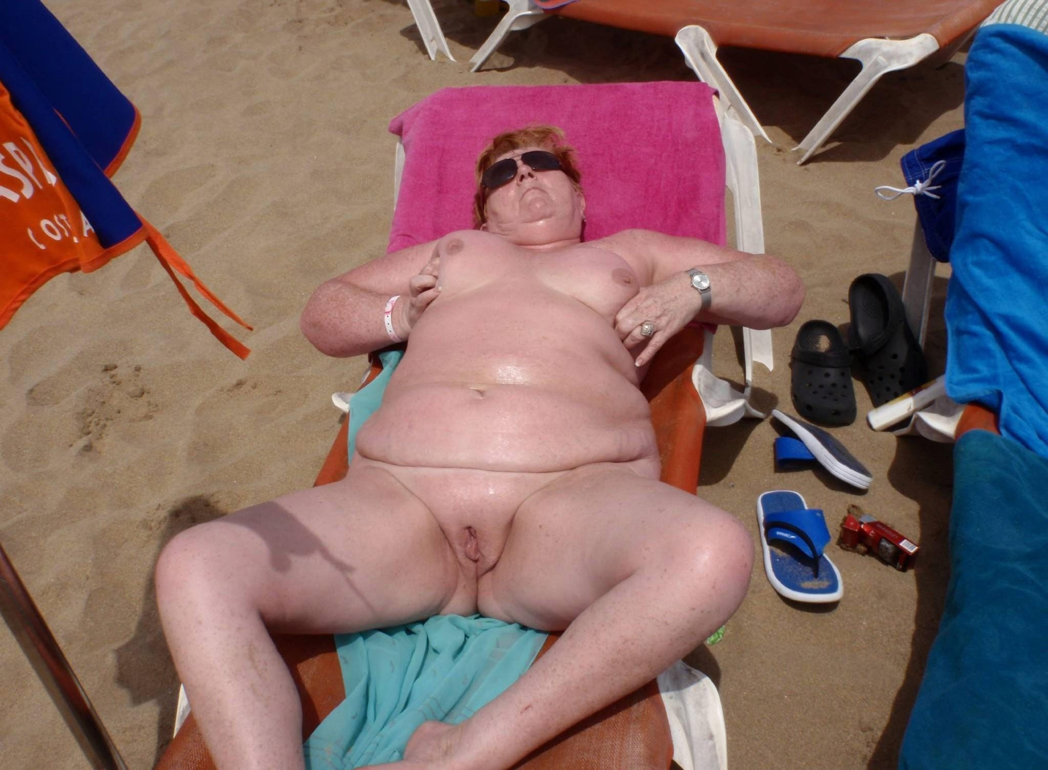 Fat Chicks Nude Outdoors - Fat women over 50 on a nudist beach