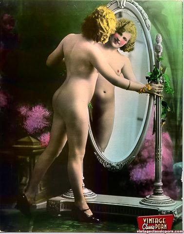 Vintage nude babes postcard