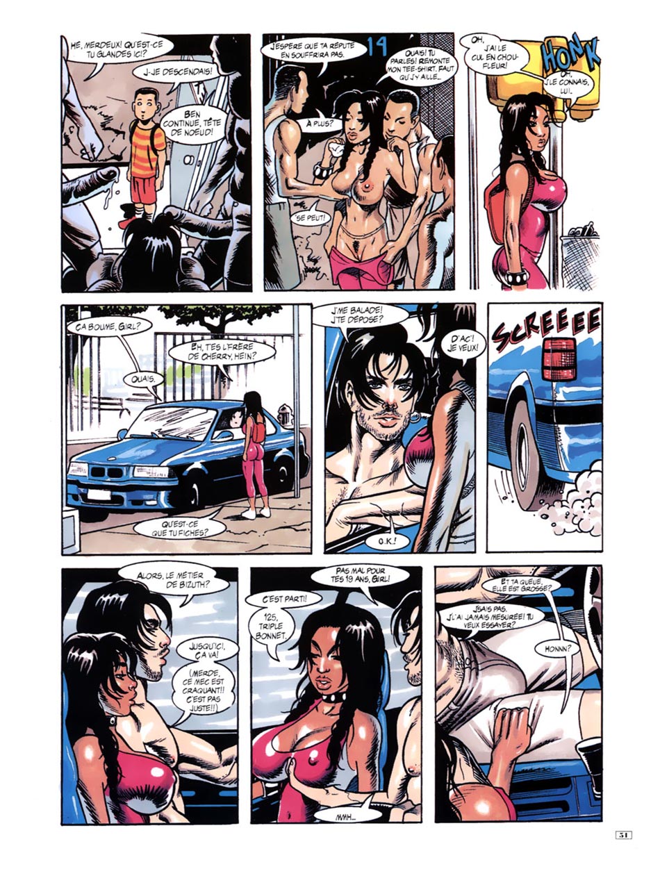 Hot car sex depicted in porn comics