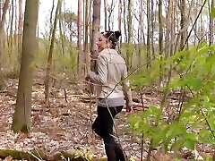 German amateur teen outdoor POV Sex in forest with yoni massage woman slut