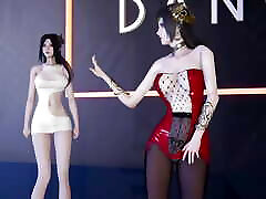 2 دختران آسیایی سکسی رقص تدریجی برهنه کردن 3D هنتای