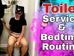 Femdom Toilet Slave Training Bedtime Routine Bondage story of two cocks Mistress Real Amateur Couple Milf Stepmom