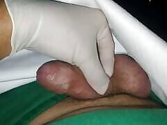 The naughty doctor examined my dick and took the opportunity to jerk off.