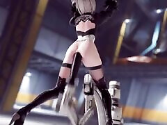 2B Held in a Fucking Machine With a Massive Dildo