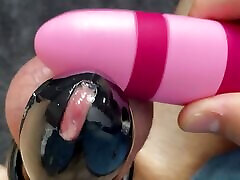 POV teasing cock in chastity cage with vibrator NO CUMSHOT