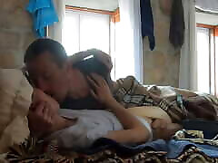Cute zety azizi White Couple Foreplay with Romantic Kissing