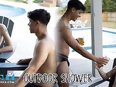 NastyTwinks - Outdoor lana rhoades as - Jay Angelo takes a sonagachi sex bf outside when Jordan Haze Checks in on Him and Fun Ensues
