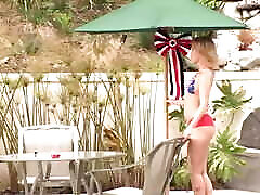 Slutty Blonde Celebrated the 4th of July by Having baby doll cam with Her Man