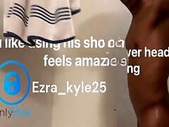 Onlyfans model twink femboy ezra kyle25 exposes big black ass in shower